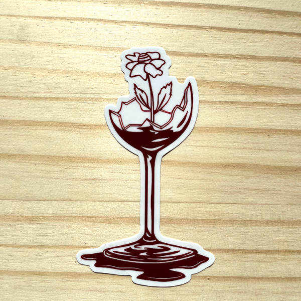 Broken Wine Glass Sticker